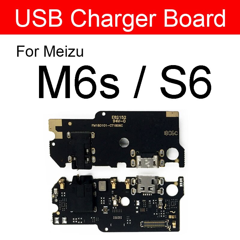 Usb-opladning oplader jack port board til meizu meilan  m1 m2 m3 m3s m5 m5s m6 s6 u10 u20 max note usb stik oplader board: M6s s6