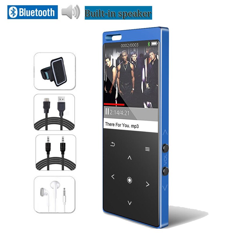 Reproductor MP3 portátil Bluetooth 4,2 8GB / 16GB con altavoz HIFI música con grabación de Video FM E-book Walkman Mini SD hasta 128G: C12-Full-Set-Blue / 32 GB