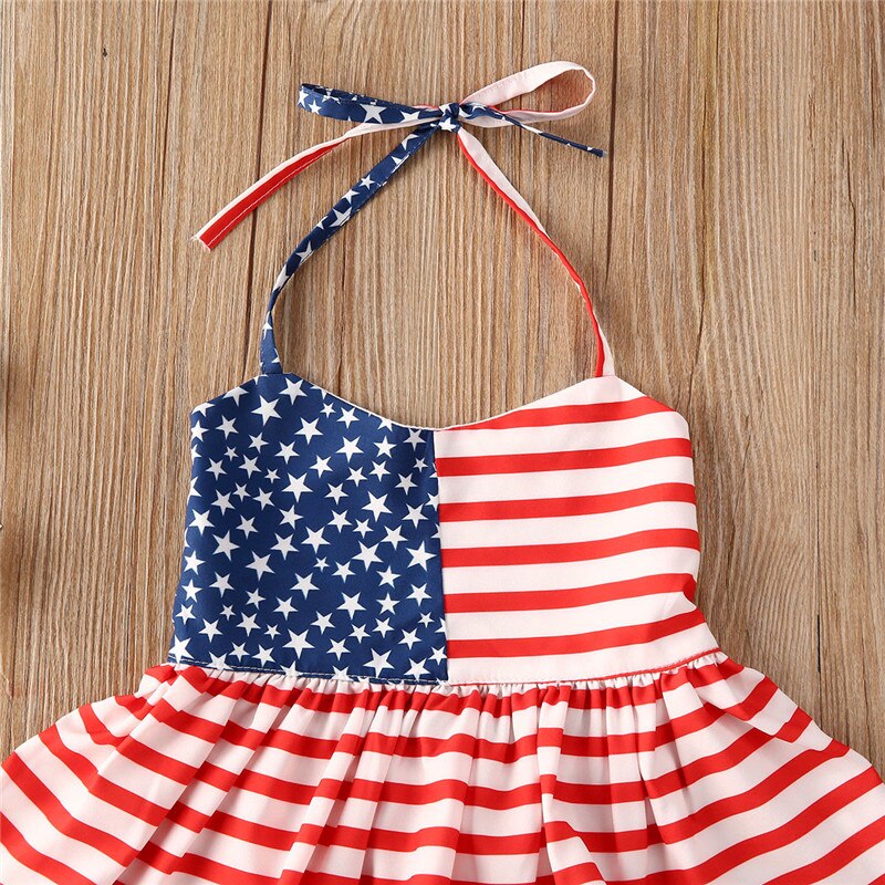 1-6Y Bambini Vestiti Delle Ragazze per Independence Day Estate 4th of July Insiemi Della Ragazza A Strisce Halter Della Maglia + Denim Shorts Bambini baby Girl Set