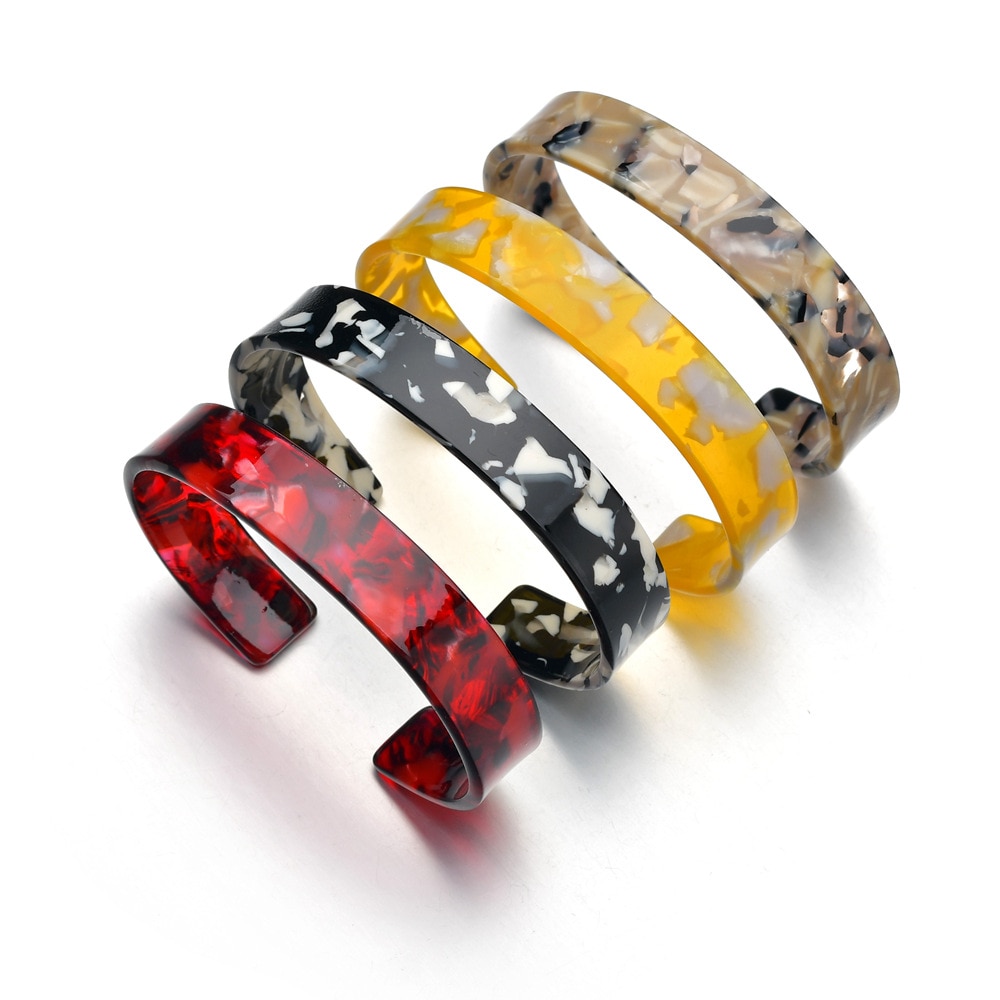 Akryl leopard manchet armringe armbånd til kvinder piger farverige resin manchet armringe 12mm bredde åben armring fest