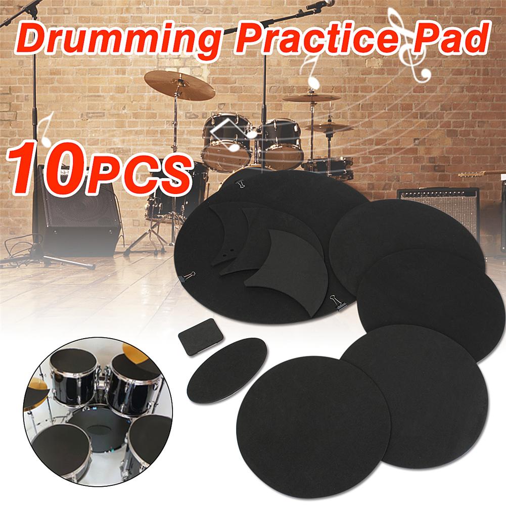 10Pcs/set Rubber Foam Tambor Bass Snare Drum Sound Off Quiet Mute Practice Pad Set Tambor Bateri Musical Instrument Accessory