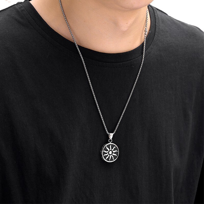 RIR Illuminati Sun Necklace Gold Stainless Steel Chic Minimalist Sun Charm Necklace For Men Punk Rock Style Jewelry