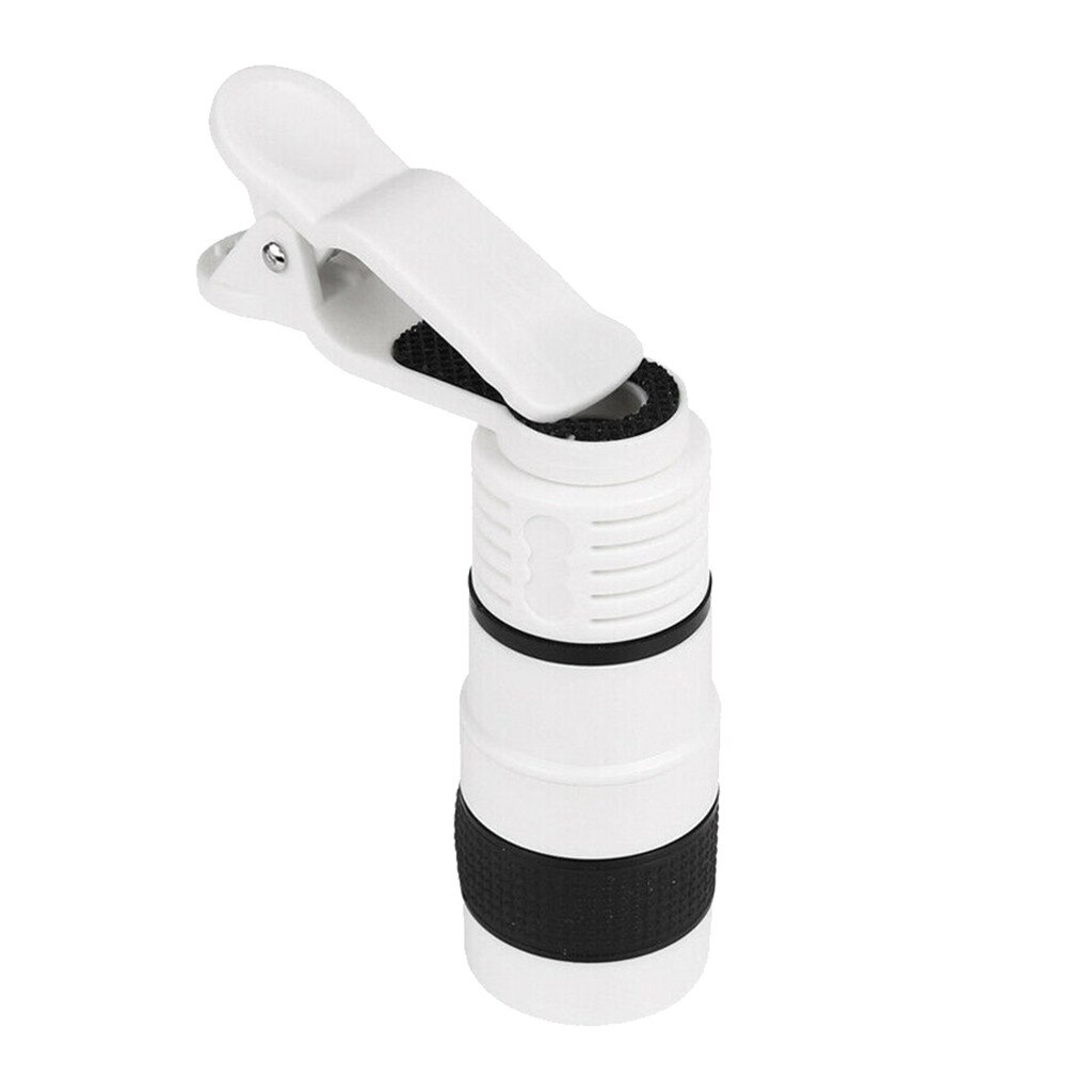 Phone Camera Lens 12X Zoom for Smartphone 2 in 1 HD Dual Focus Monocular: White