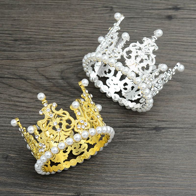 Hoofdband Accessoires Shiny Rhinestone Faux Pearl Crown Pasgeboren Fotografie Props Baby Photoshoot Verjaardagsfeestje