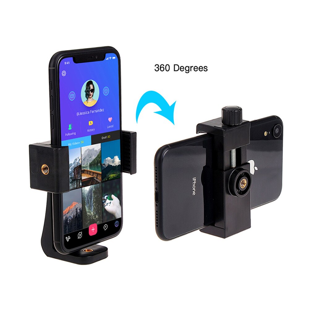 Rovtop Universal Phone Tripod Mount Adapter Rotatable Digtal Camera Bracket Cell Phone Clipper Holder Vertical Tripod Stand