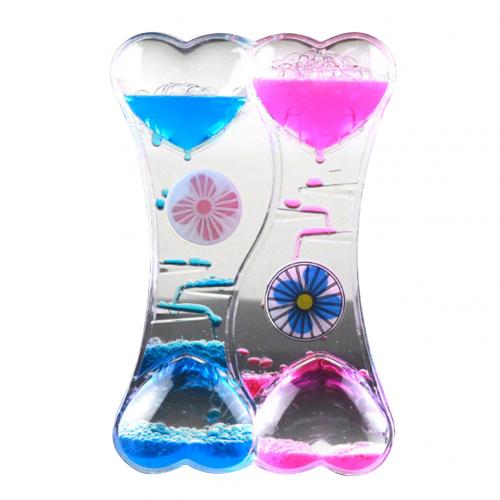 Sales Kid Speelgoed Moving Drip Olie Zandloper Vloeistof Bubble Timer Drijvende Vloeibare Motion Bubble Timer Horloge Thuis Bureau decor: Blue Pink