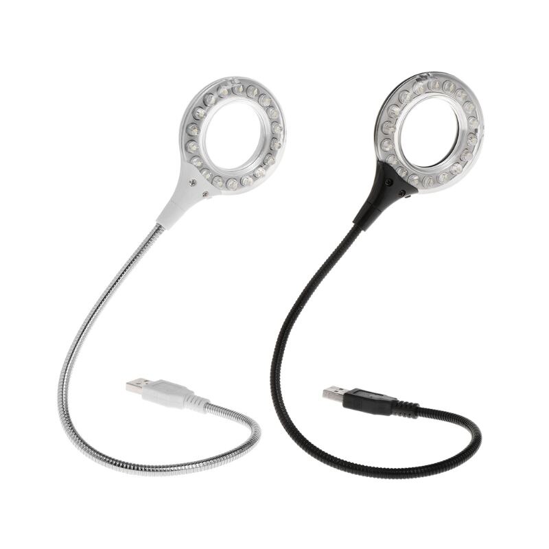 Ring Ring LED Light USB Table Desk Lamp 5V Bright Bulb Flexible Gooseneck Adjustable Angle Reading Camping Powerbank Laptop PC