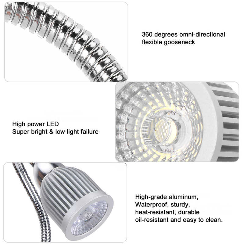 Ac 110-220V 7W Led Naaimachine Light Flexibele Zwanenhals Werk Lamp Met Magneet Base Voor Werkbank draaibank