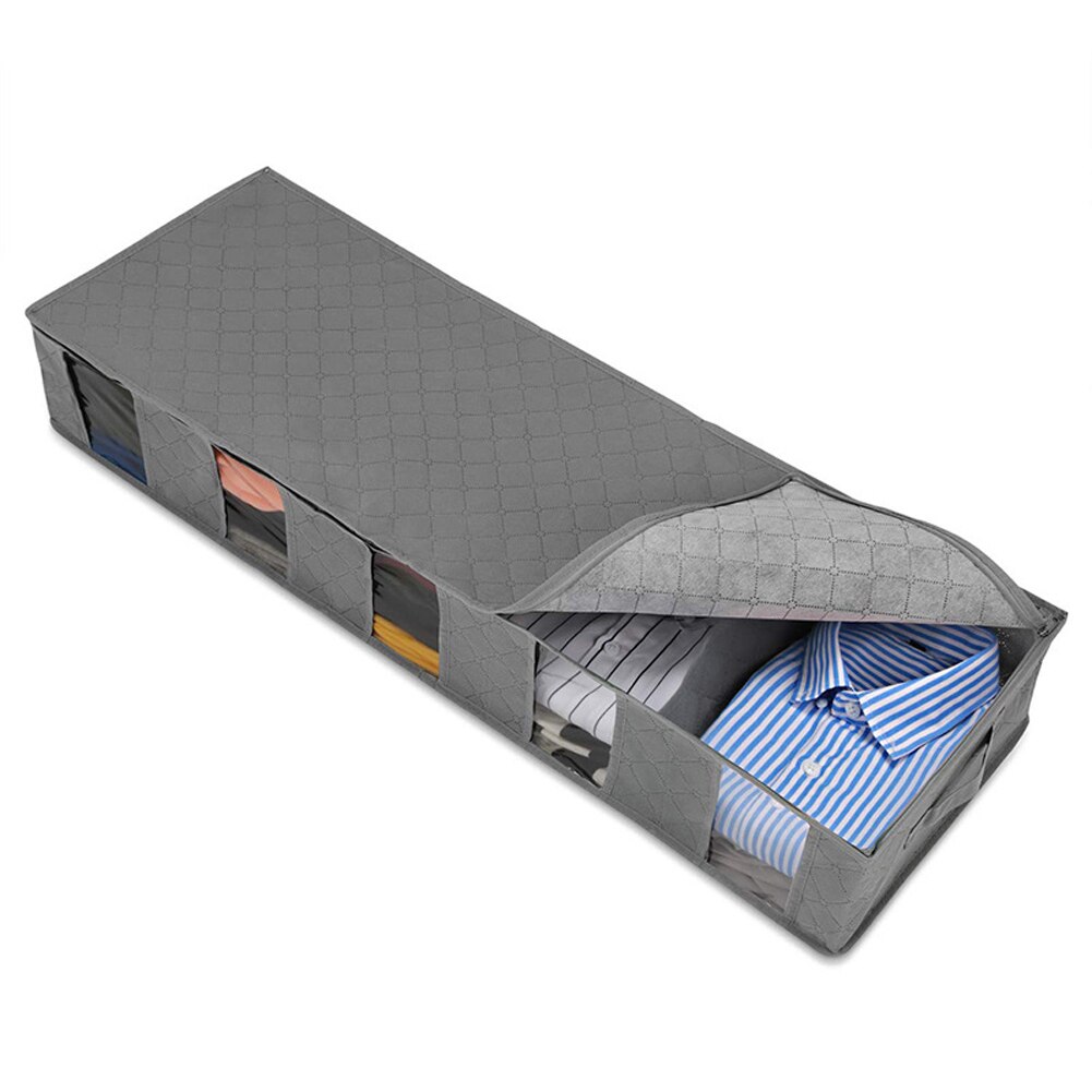 Opvouwbare Onder Bed Opbergzakken Grote Capaciteit Ademend Onderbed Opslag Bakken Dikke Kleding Opbergdozen Ritssluiting Organizer: 1PCS Grey