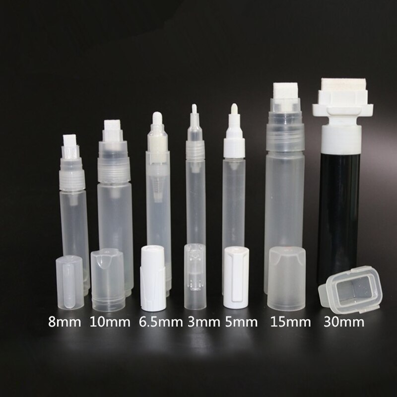1 st flytande tom penna white board penna 3mm / 5mm / 6.5mm/8mm/10mm/15mm/30mm pris kan användas flera gånger