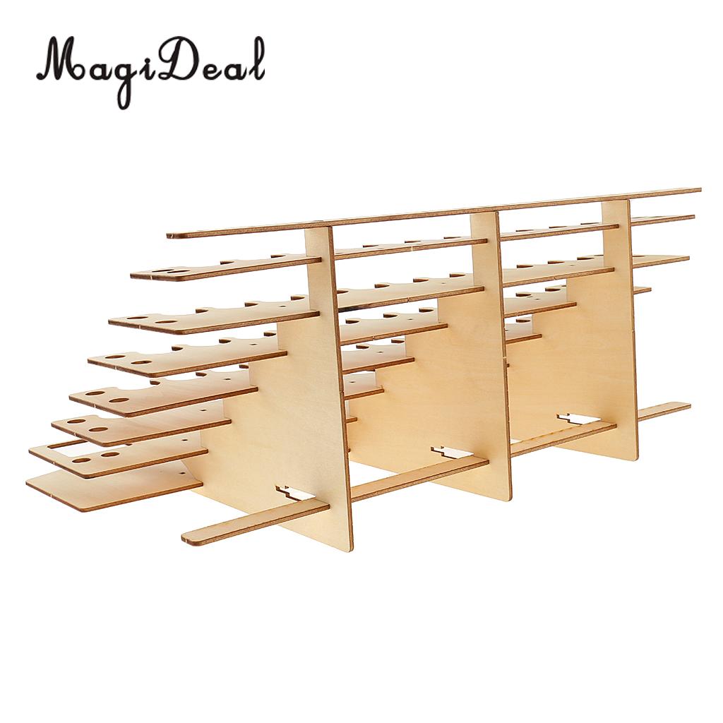 MagiDeal Wooden Paint Bottles Rack Modular Organizer Paint Storage Holder #3 for Studio Storing Paints Brushes Modeling Tools