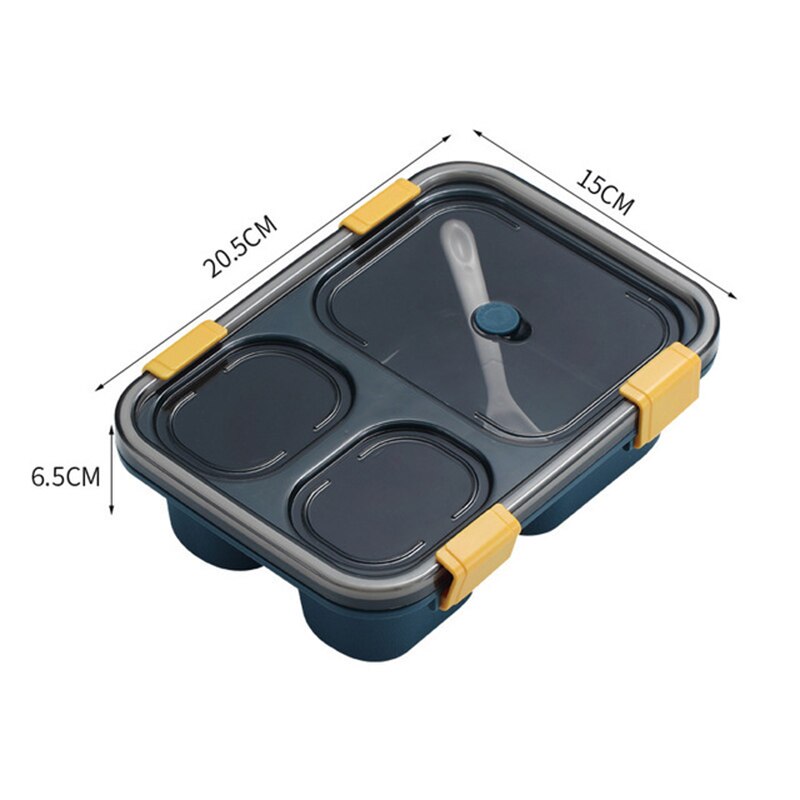 Lunchbox Bento Box Lunch Container Voedsel Opbergdoos Magnetron Draagbare Gezonde Picknick Voor Kinderen Volwassen Student Plastic 3 kleur: 3-Grid Blue