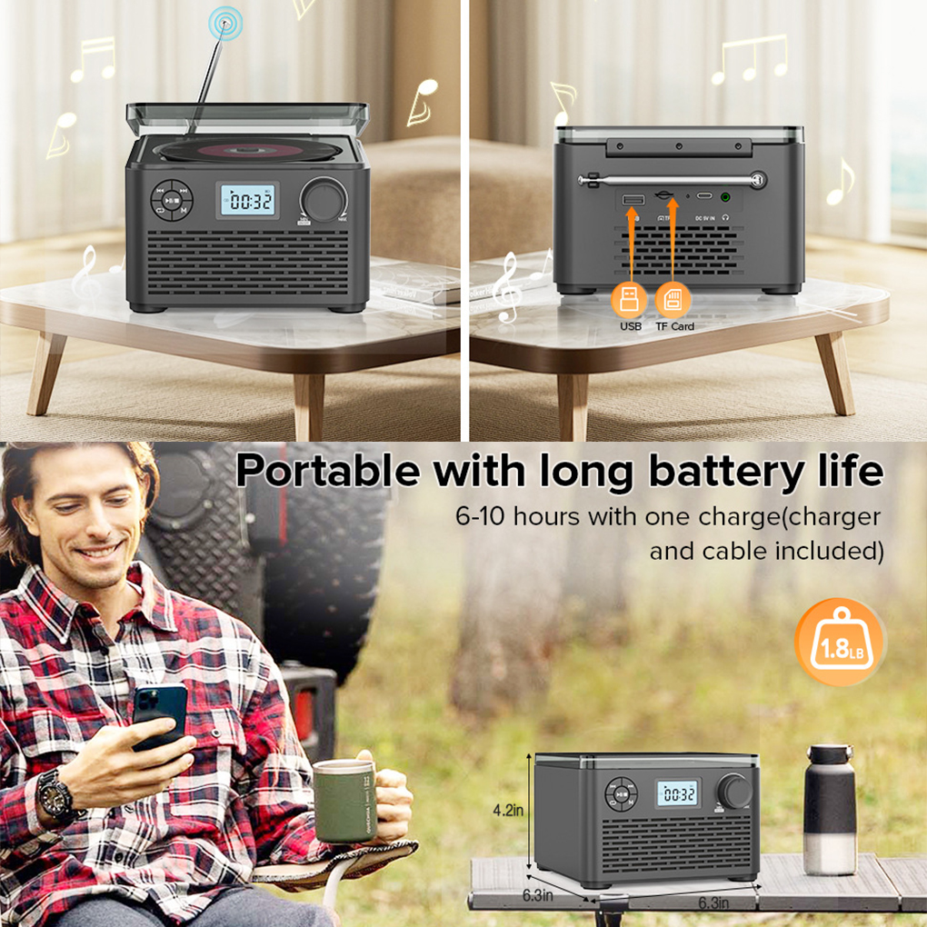 Portable CD Player with Speakers and Bluetooth Function Small Rechargeable CD Player with USB mp3 and FM radio