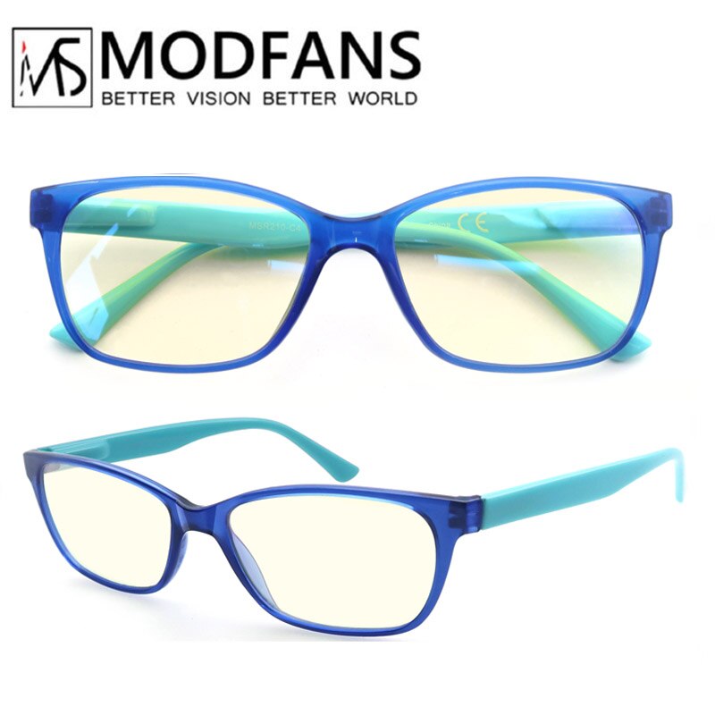 Blue Light Blocking Computer Glasses,Anti Harmful Digital/Game/TV/Phone Ray Reading Glasses,Large Square Frame Lightweight: Shiny Blue