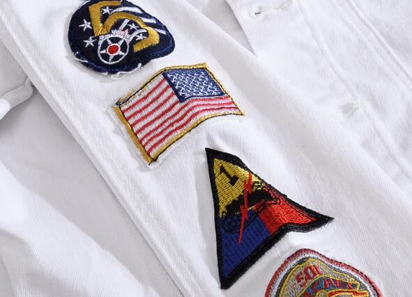 Efterår koreansk denim jakke herre slank langærmet cowboy jakke herre hvid patch cowboy tøj frakke