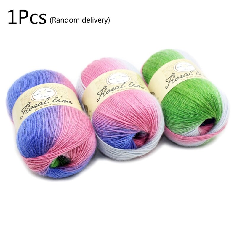 Soft Worsted Yarn Rainbow Gradient Colors DIY Baby Knitting Wool Shawl Scarf Crochet Thread Supplies