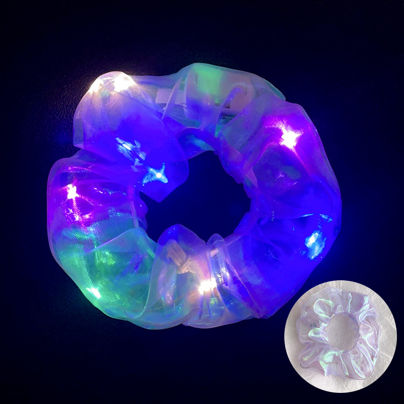 10Pcs LED Light Hair Scrunchies Light Up Scrunchies Elastic Glow Hairbands Hair Scrunchies Glow Mermaid Party favors Supplies: plum