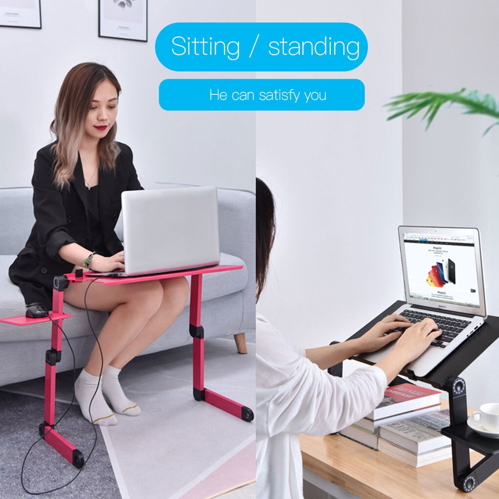Adjustable Laptop Desk Stand Portable Metal Ergonomic Lap Desk For TV Bed Sofa PC Notebook Table Desk Stand With Mouse Pad