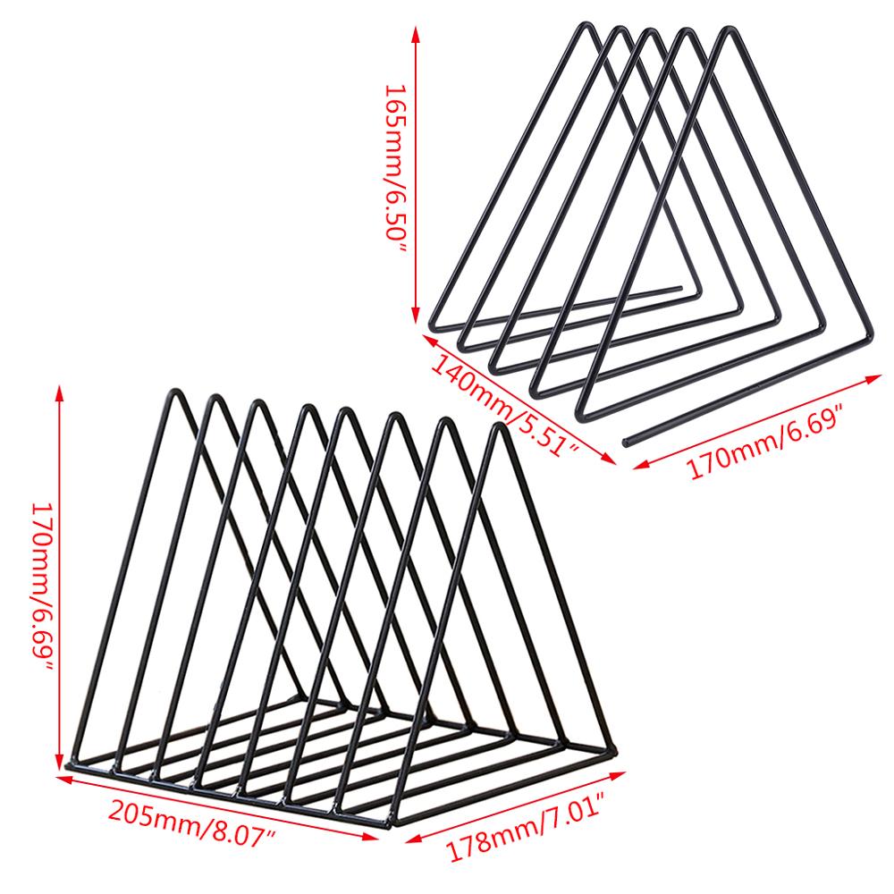Iron LP Record Rack Triangle Book Magzine Holder Desk Record Storage Organizer