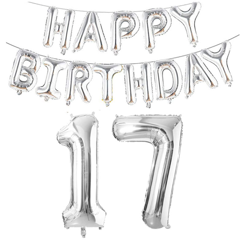 Globos plateados de aluminio con números de 32 pulgadas, 10 11 12 13 16 18 25 30 35 40 50 60 años, decoraciones para de feliz cumpleaños, adultos, niños, niños y niñas
