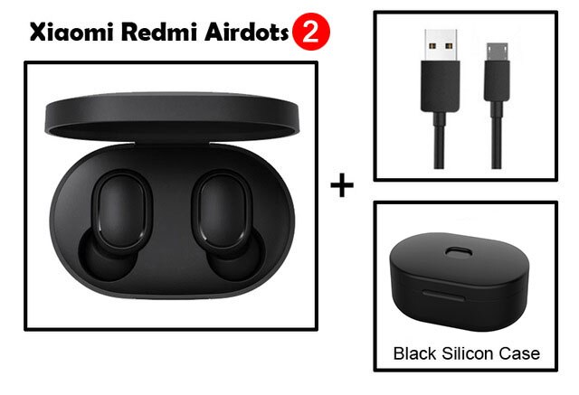 Xiaomi Redmi Airdots 2 Original inalámbrico Bluetooth 5,0 auriculares estéreo TWS con micrófono manos libres AI Control en el oído natraxia2-вввиттиттити: Cable and Black