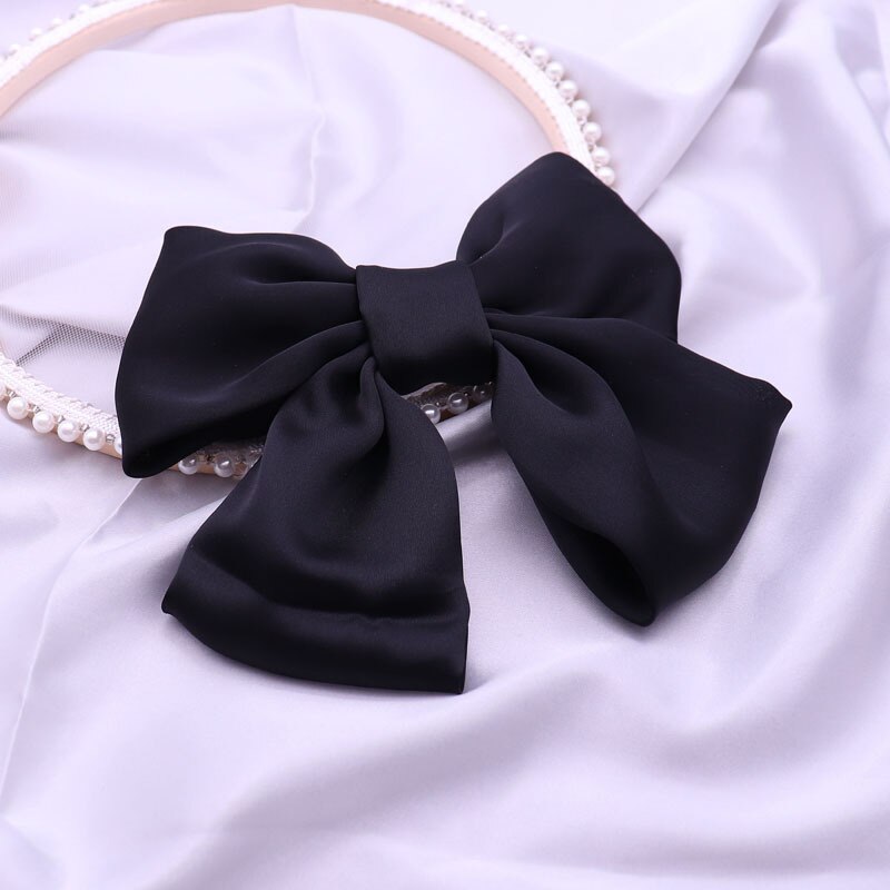 Jane wang Japanischen stil Boutique Rot Doppel Schicht Große Bowknot Haar Ring Haar Band Haarband Stirnband Floral Kopfschmuck Haar acc: Black and White with Pattern Silk Bow Barrettes