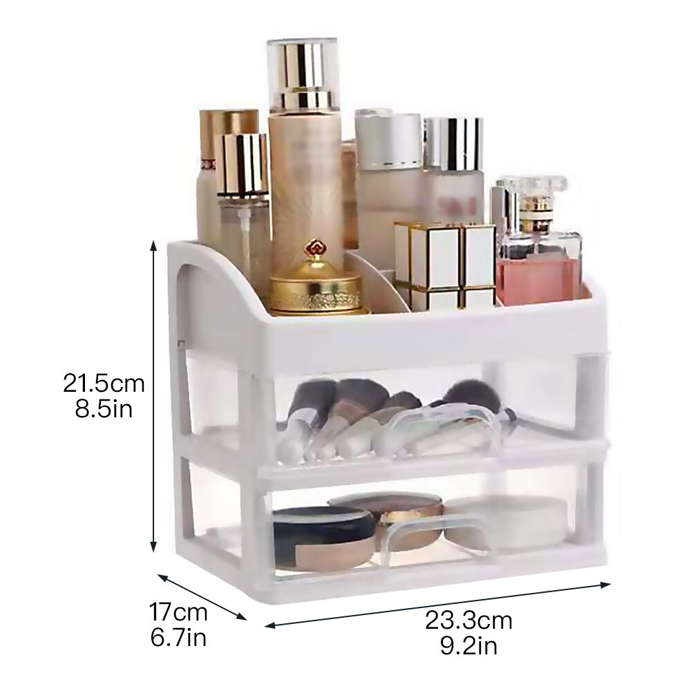 Make Up Case Jewelry Container Box Makeup Organizer Drawers Plastic Cosmetic Storage Box Makeup Brush Holder Organizers: Double Layer
