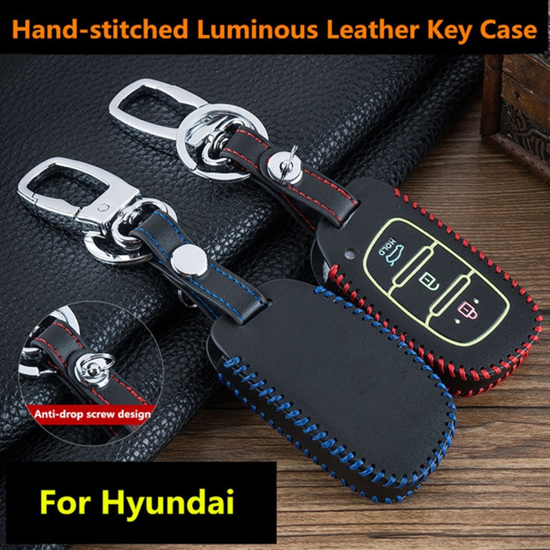 Luminosa funda para mando a distancia del coche para Hyundai IX25 IX35 I20 I30 I40 hb20 Santa Fe Creta Solaris 3 botones clave Shell