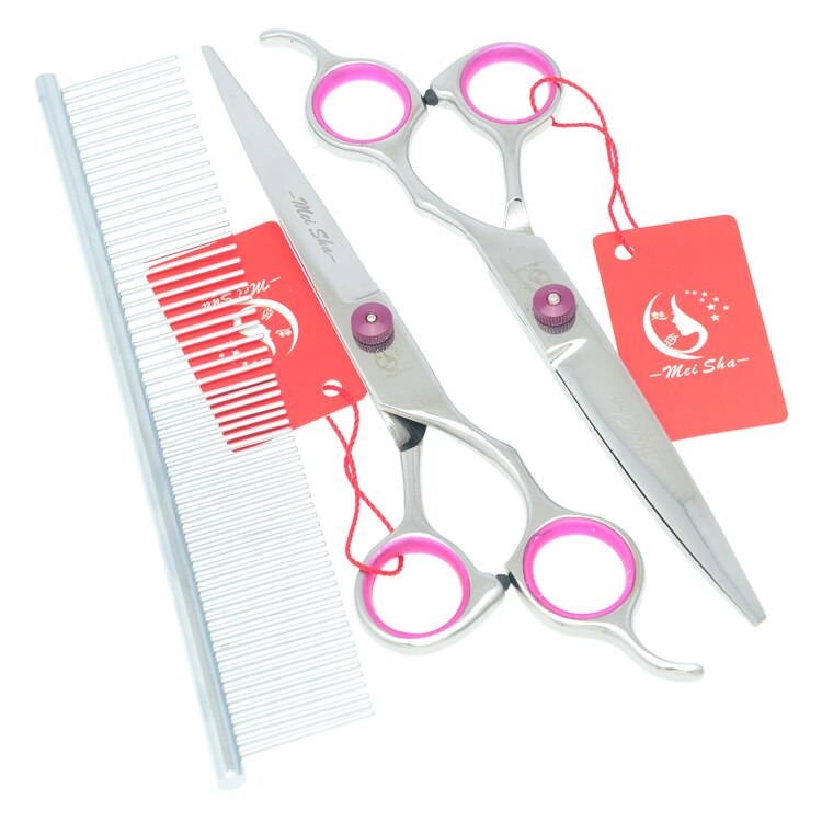 7.0" Stainless Steel Dogs Grooming Scissors Straight Scissor Thinning Shears Up Curved Tesoura Pets Clipper B0007A