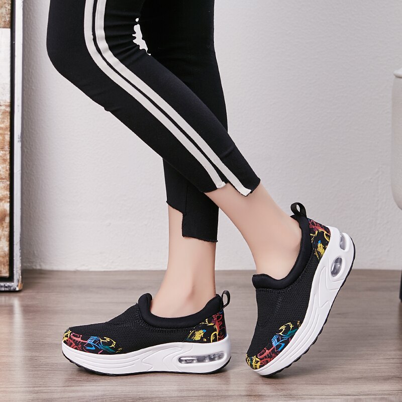 Slimming Shoes Women Summer Travel Mesh Sports Shoes Female Fitness Swing Platform Wedge Shoes Lady Lose Weight Walking Sneakers