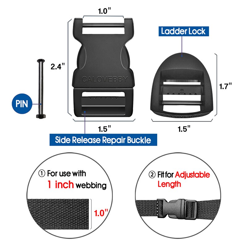 Veld Reparatie Gesp Plastic Gesp Verstelbare Quick Gesp 1 Inch Strap Flat Side Release Voor Rugzak (2 Stuks)