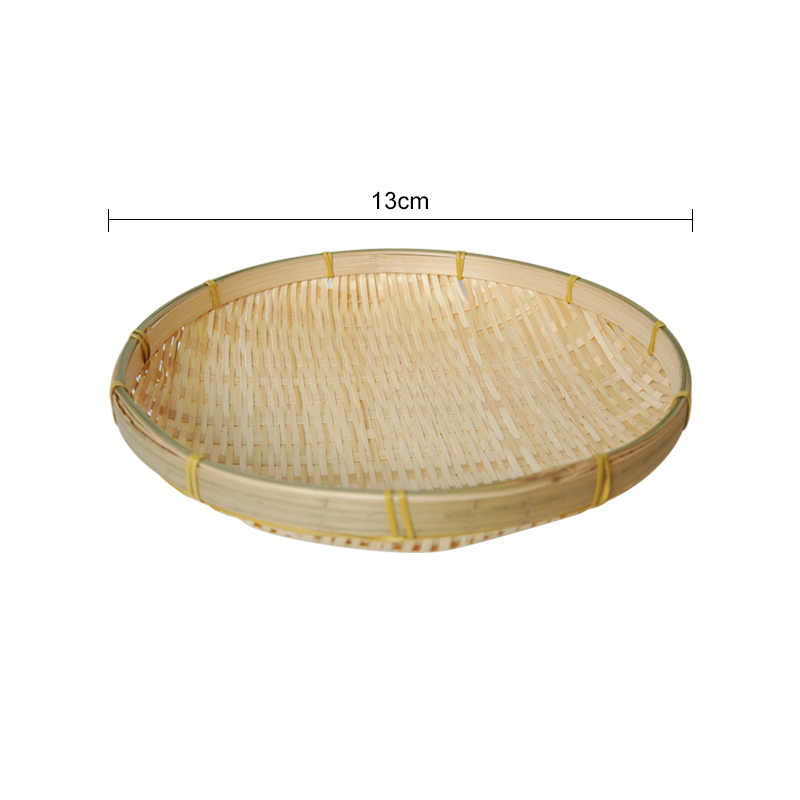 Håndvævet bambus sigte miljøvenlig bambus flettet opbevaringsplade rund snack fad frugt madkurv boligindretning tilbehør: Diameter 13