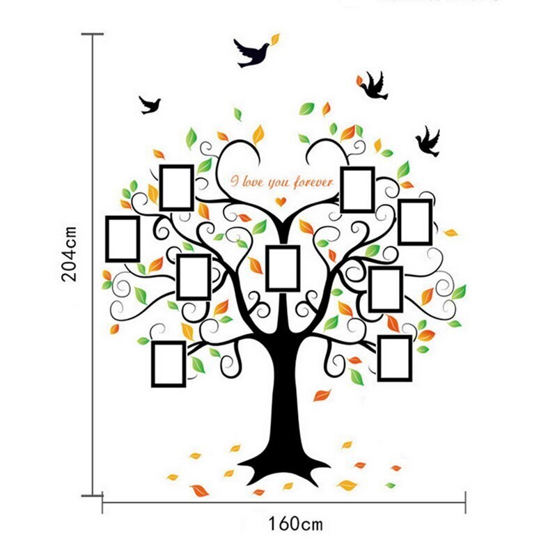 URIJK cadre Photo famille citations Stickers muraux cadre arbre papillon pissenlit Stickers muraux salon verre fenêtre décor & 7