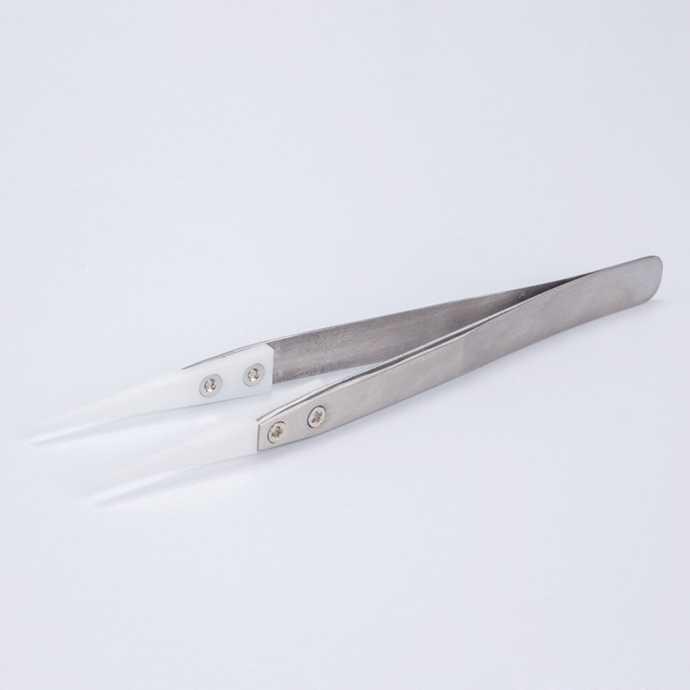 Precisie Keramische Pincet Hittebestendig Pincet Voor Knijpen Coils (Zilver En Wit)