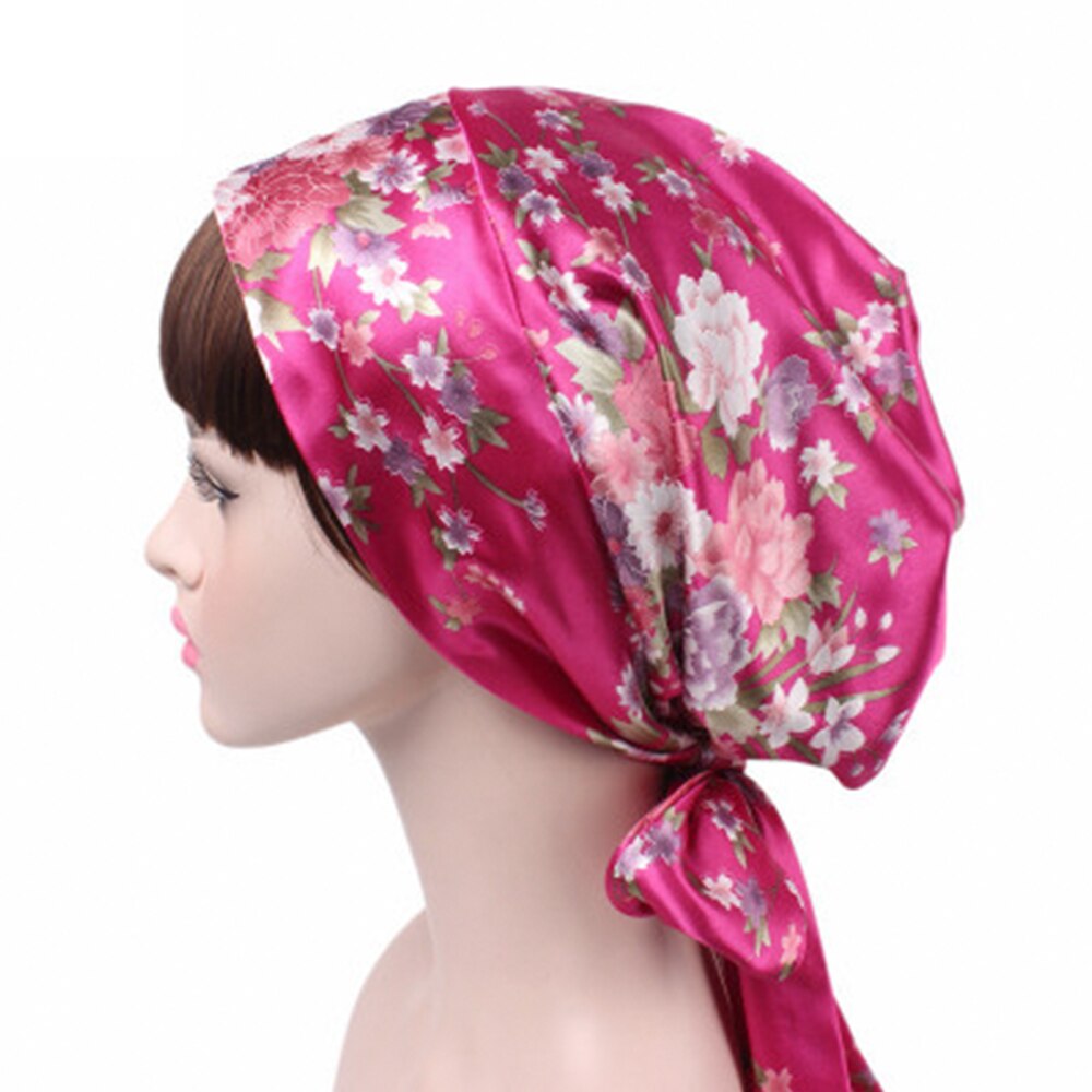 Gorro de ducha de seda para mujer, novedosa, gorro de dormir, gorro para el pelo, cubierta para la cabeza, pañuelo turbante de satén, novedad de: 7