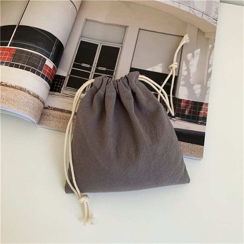 Einfarbig Japanischen Einfache Kordel Tasche Frauen Abschluss Lagerung Beutel niedlich machen-hoch Tasche Weihnachten Süssigkeit Schmuck Organizer: grau