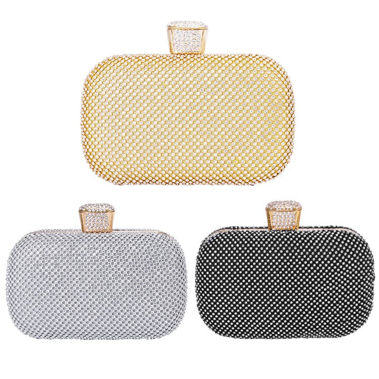 Rhineston Diamond Solid Color Evening Bag Banquet Bag Shoulder Evening Bag Women&#39;s Makeup Clutch Bag Purses and Handbags