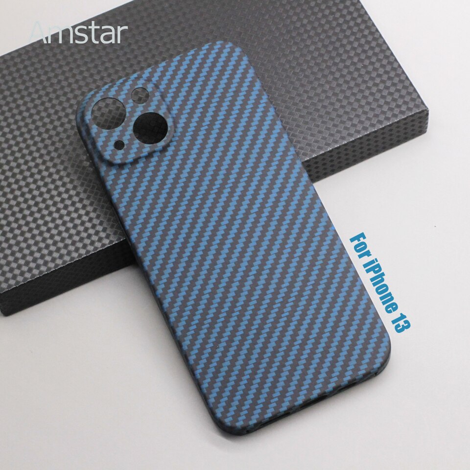 Amstar Navy-Blauw Carbon Fiber Lens Wrap Telefoon Case Voor Iphone 13 Pro Max Ultradunne Aramidevezel iphone 13 Pro Telefoon Cover