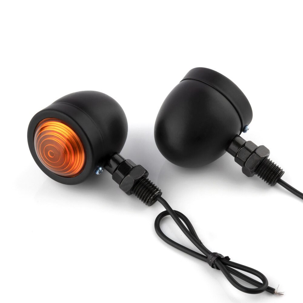 12V Motorcycle Mini Retro Motorcycle Turn Signal Lights 1-Wire Amber Light For Halley: black