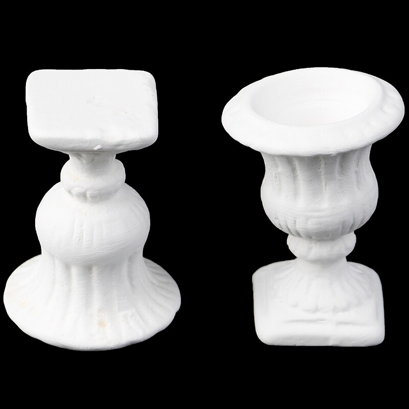 2pcs White Flower Pot Child Puzzle Doll House Miniature 1:12 Model Miniature Dollhouse Furniture DIY Garden Exterior Decoration