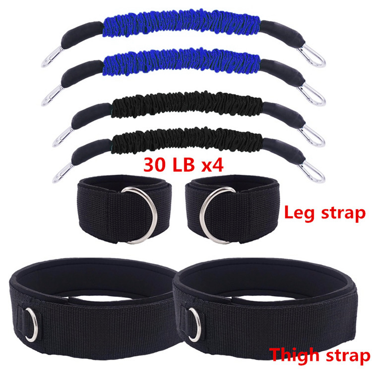 Speed and Agility Training Leg Resistance Bands Bonus Thigh Straps for Fitness Leg Strength Workout Football Running Training: Full set-black blue