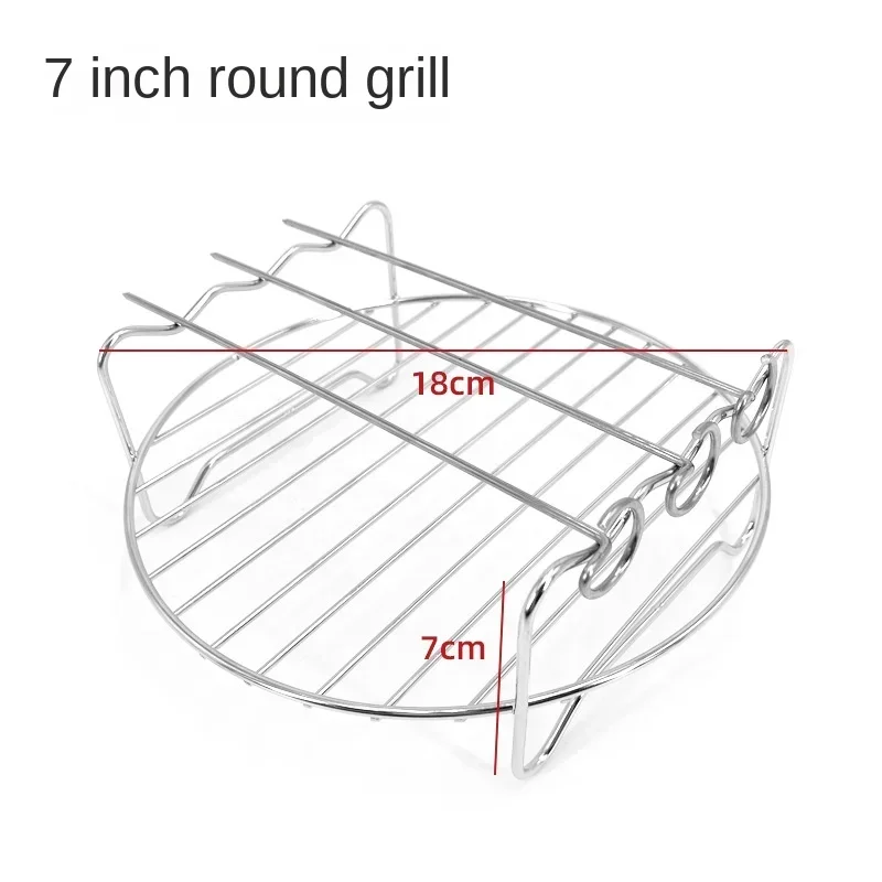 6/7/8 Inch Grill Roestvrijstalen Lucht Friteuse Stoomgrill Met Grillnet Mini Stoom Visnet Gegrilde Visrek Lucht Friteuse Accessorie: Black