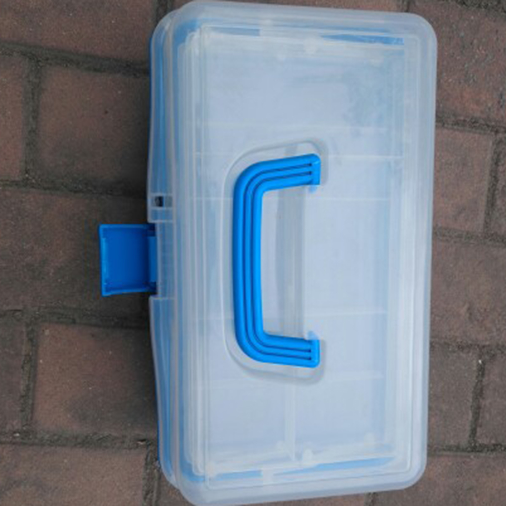 Multifunction Box Storage Hand Box Portable Organizer Case with 3 Layers (Blue)