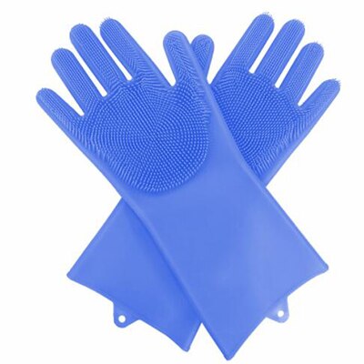 Schoonmaken Handschoenen Keuken Siliconen Schotel Scrubber Handschoen Magic Dish Washing Glove Voor Huishoudelijke Scrubber: Blue