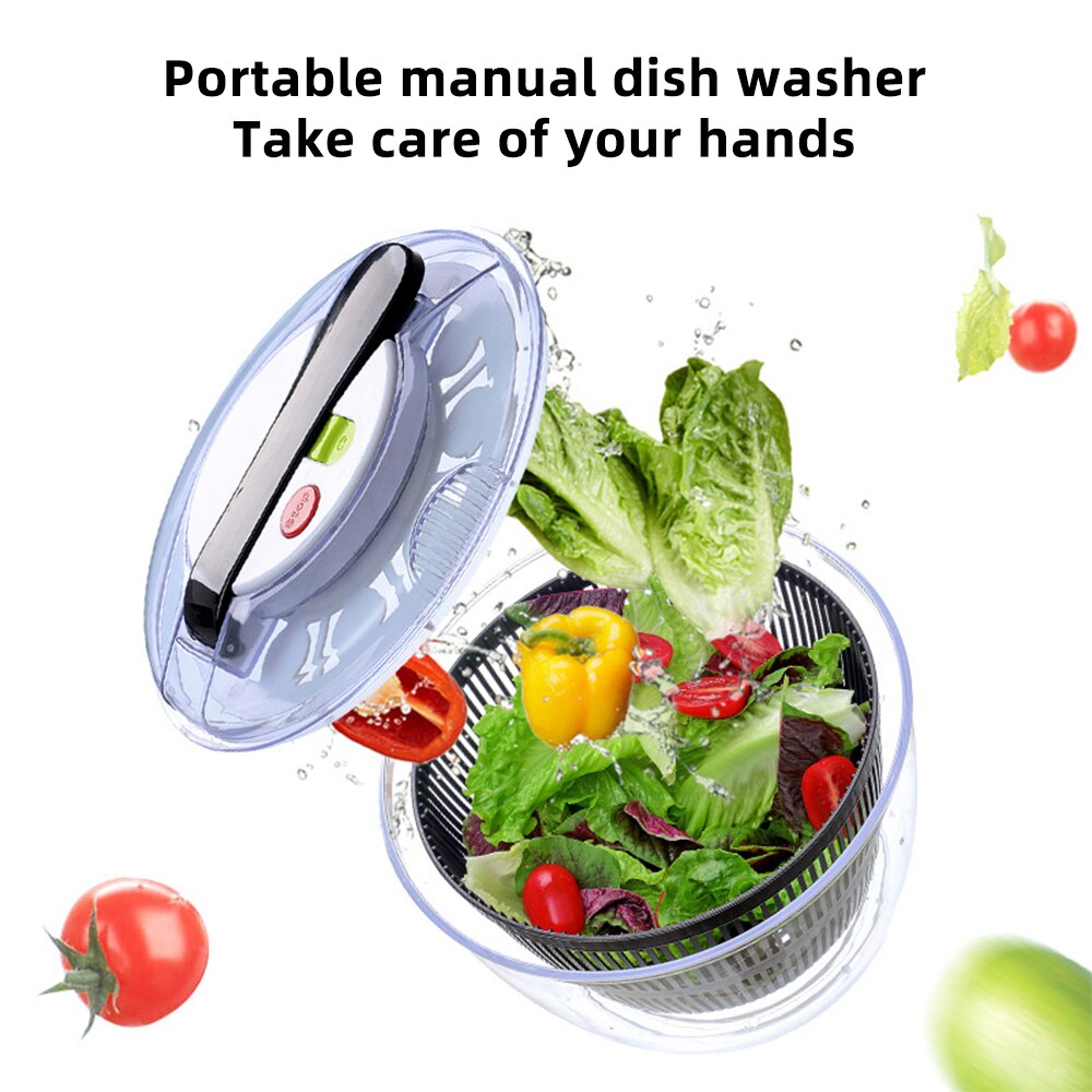 Vegetable Food Drying Household Drainer Fruit Dehydrator Multifunction Manual Salad Washer Spinner Drainer Lettuce Veg Herbs