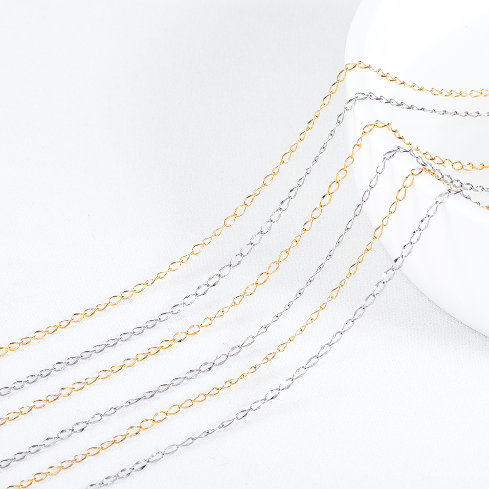 Cadena trenzada fina de acero inoxidable para mujer, cadena de joyería dorada, fabricación de joyas DIY, collar, pulsera, suministros para hacer, 2 metros
