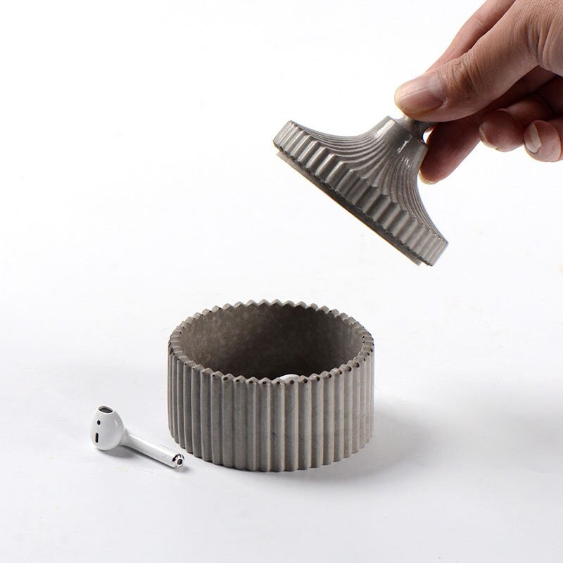 Recipiente para velas de hormigón con tapa, molde de silicona para almacenamiento de cemento, recipiente redondo para velas, contenedor