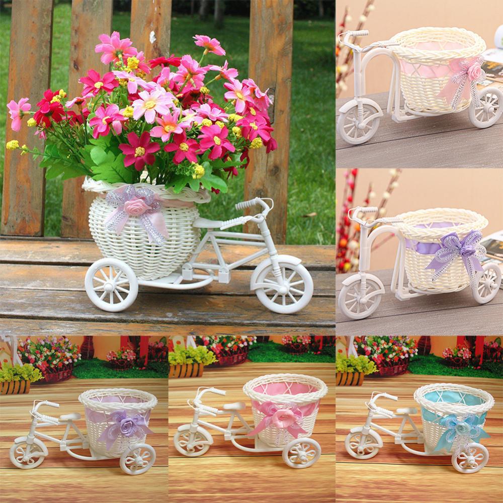 Cesta de flores de ratán, jarrón, triciclo, modelo de bicicleta, hogar, jardín, decoración del banquete de boda, decoración romántica y encantadora, figuritas en miniatura: Default Title