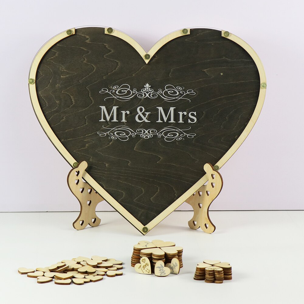Guest Book 100PCS Heart Wood Vintage Unique Wedding Guest Book Wedding Centerpieces Idea