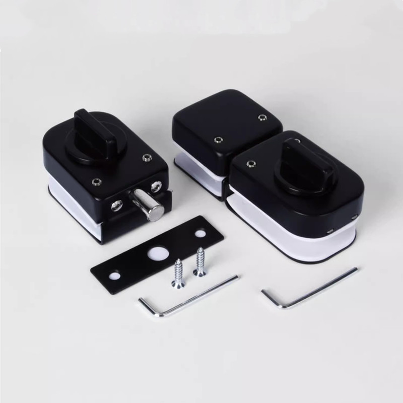 Black Non-perforated Glass Lock Single/double Glass Door Lock Stainless Steel Bathroom Door Lock Home Hardware Door Accessories